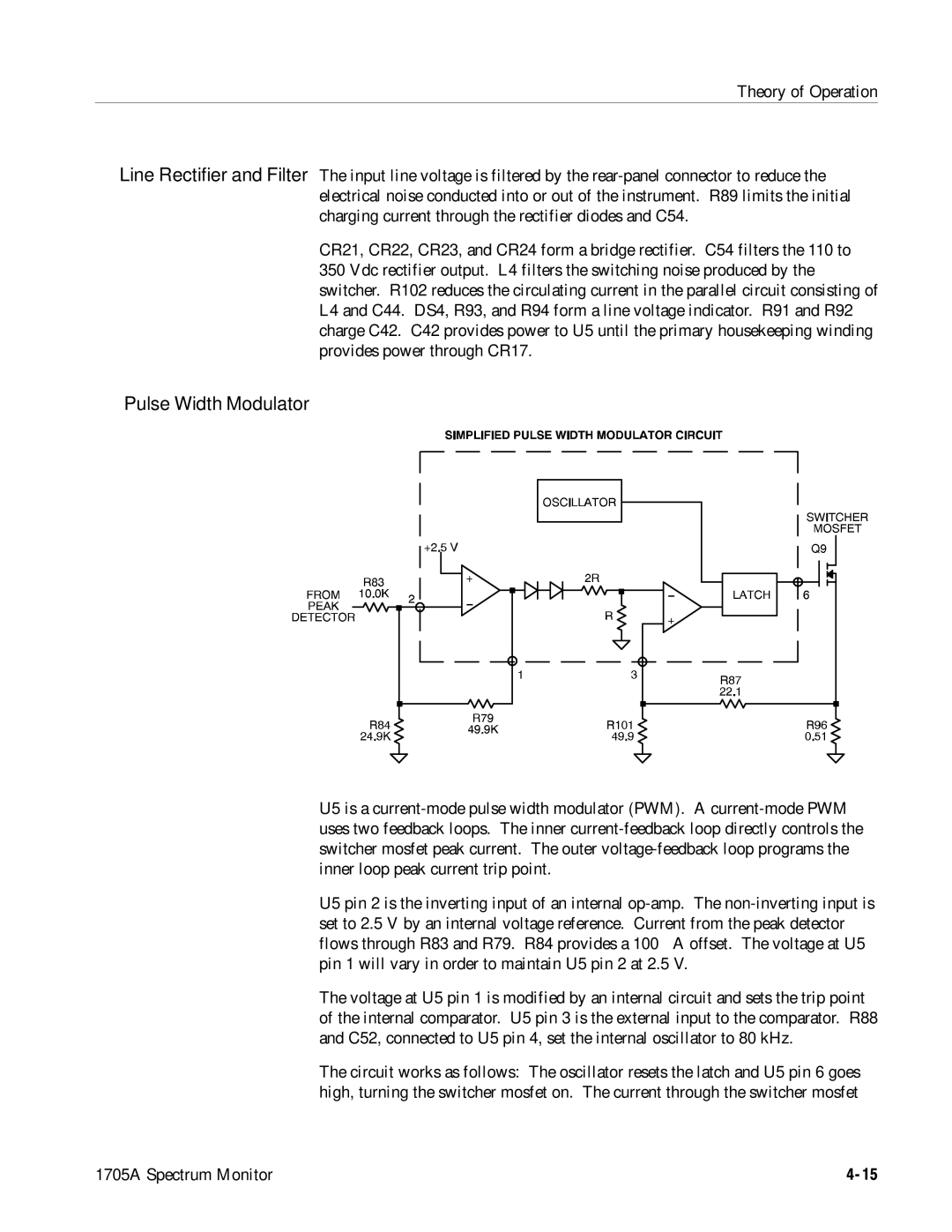 Tektronix 1705A instruction manual Pulse Width Modulator 