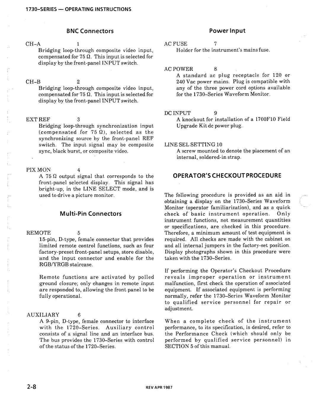 Tektronix 1730-Series manual 
