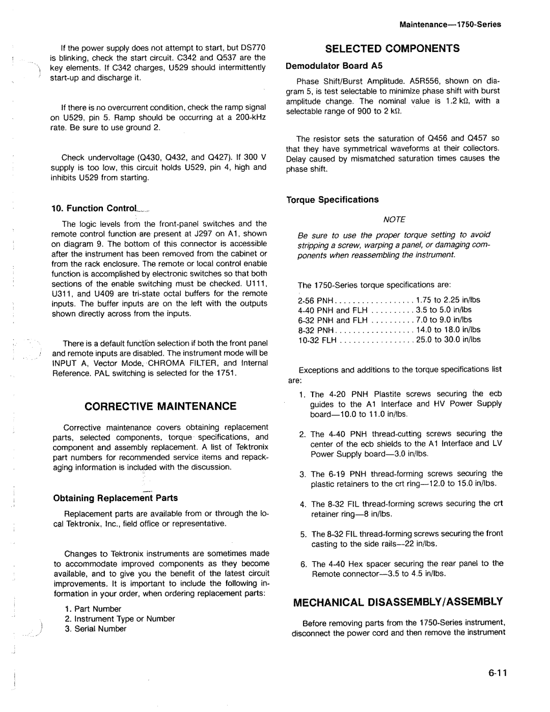 Tektronix 1750 manual 