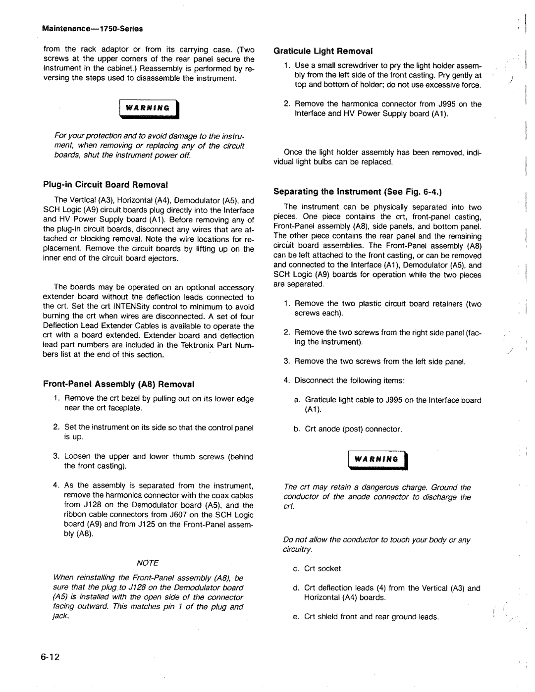 Tektronix 1750 manual 