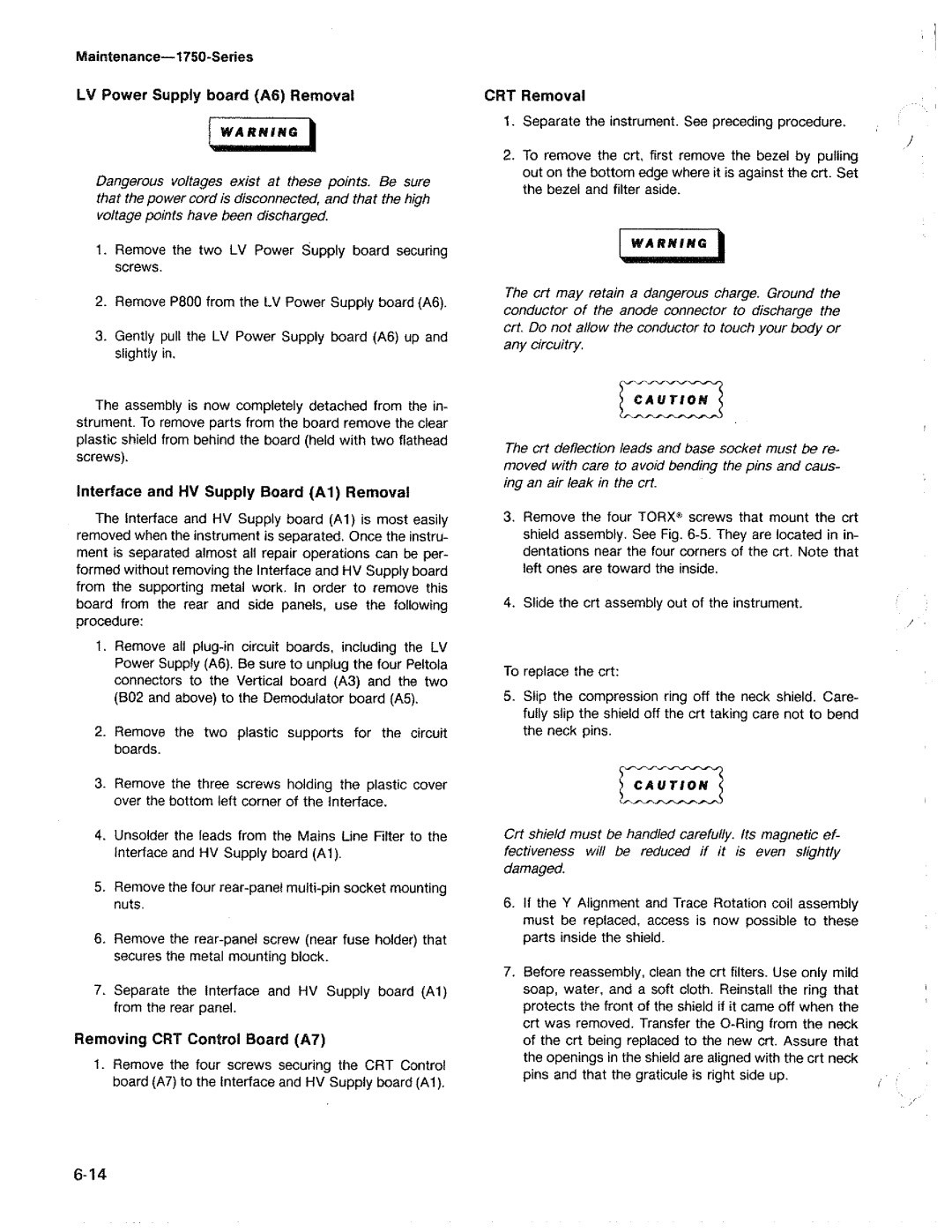 Tektronix 1750 manual 