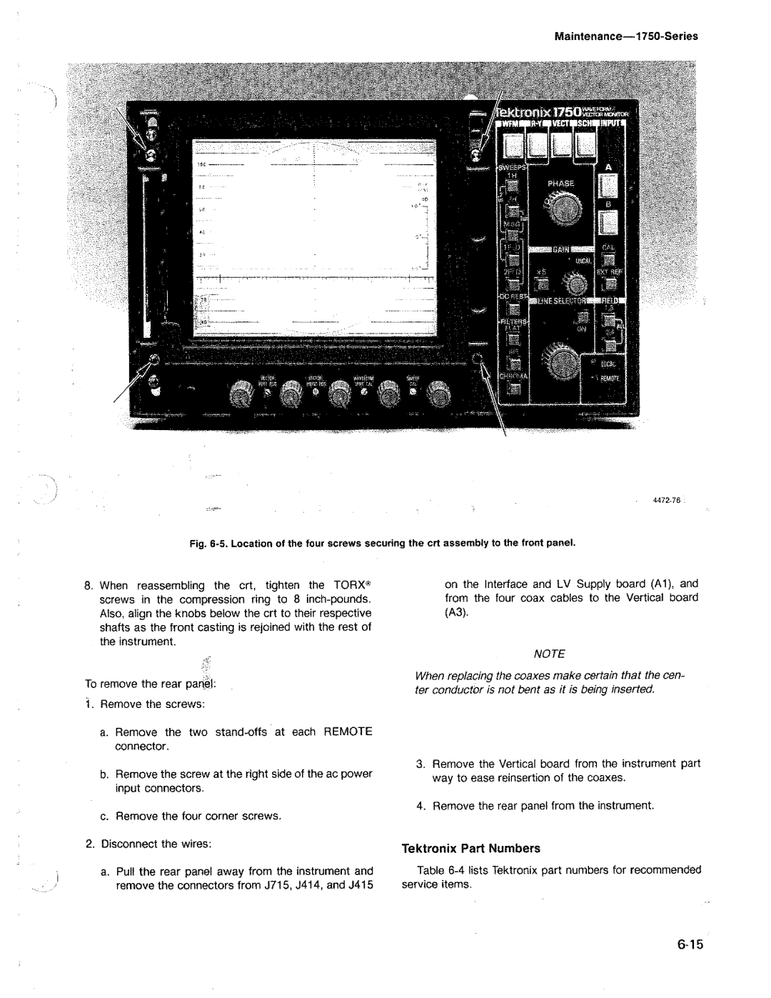 Tektronix 1750 manual 
