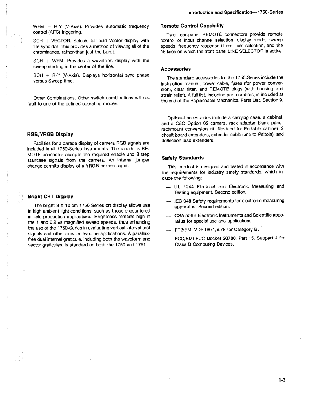 Tektronix 1750 manual 
