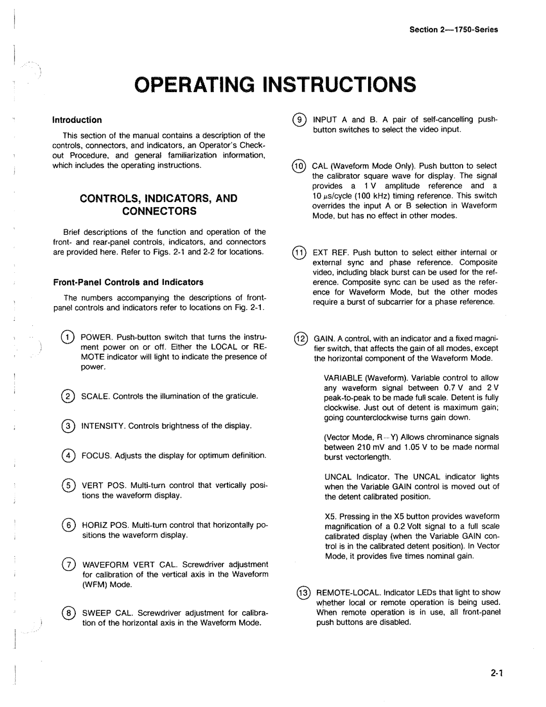 Tektronix 1750 manual 