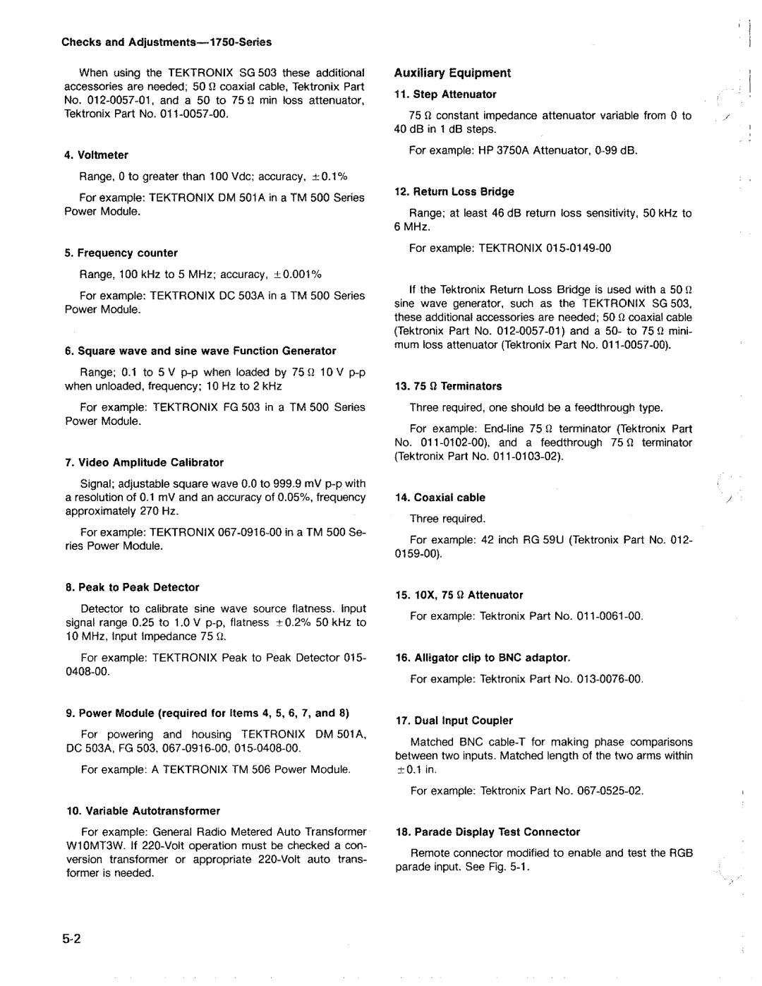Tektronix 1750 manual 