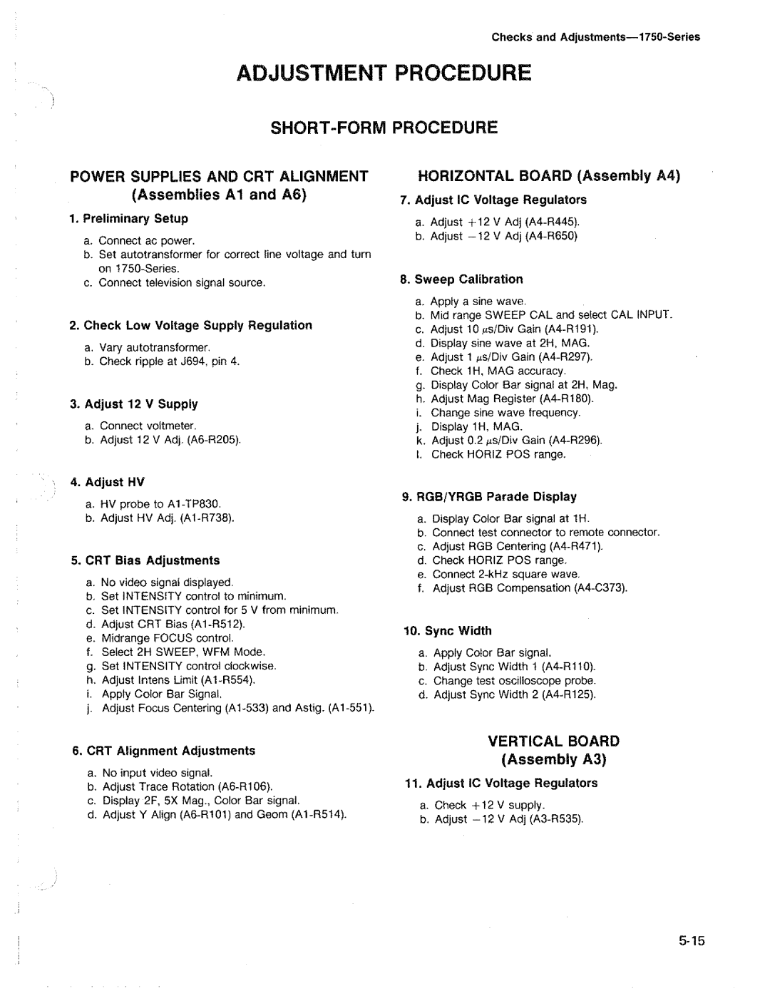 Tektronix 1750 manual 