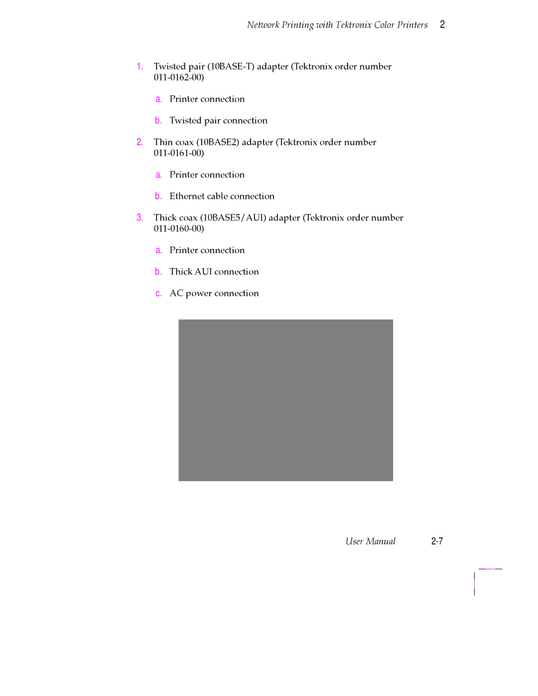 Tektronix 200 Series user manual Network Printing with Tektronix Color Printers 