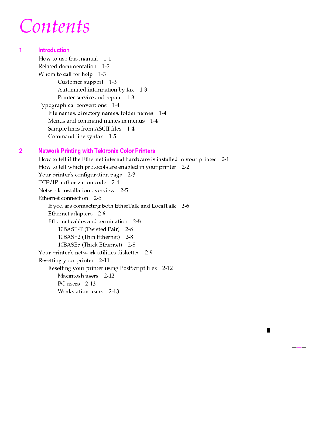 Tektronix 200 Series user manual Contents 