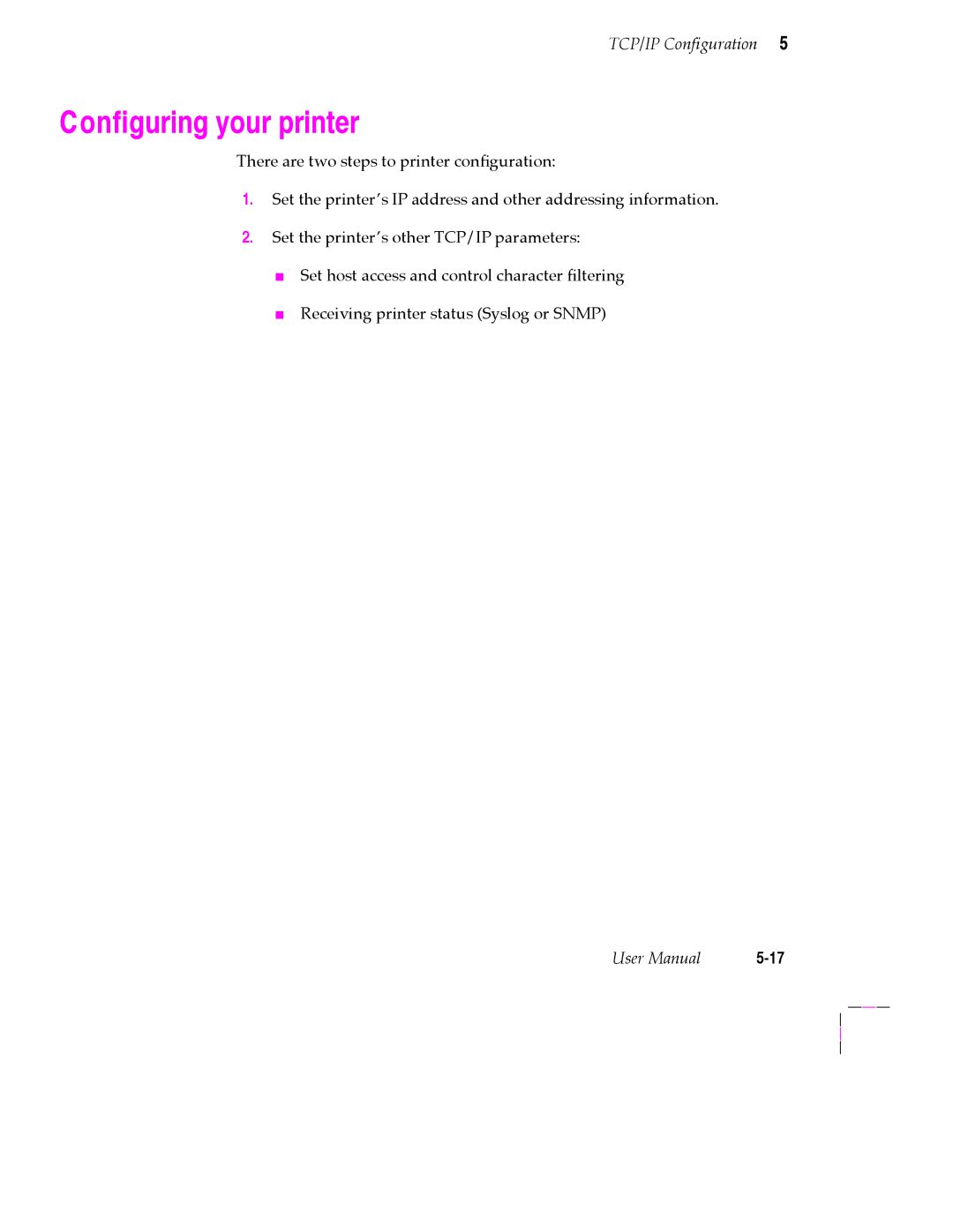 Tektronix 200 Series user manual ConÞguring your printer 