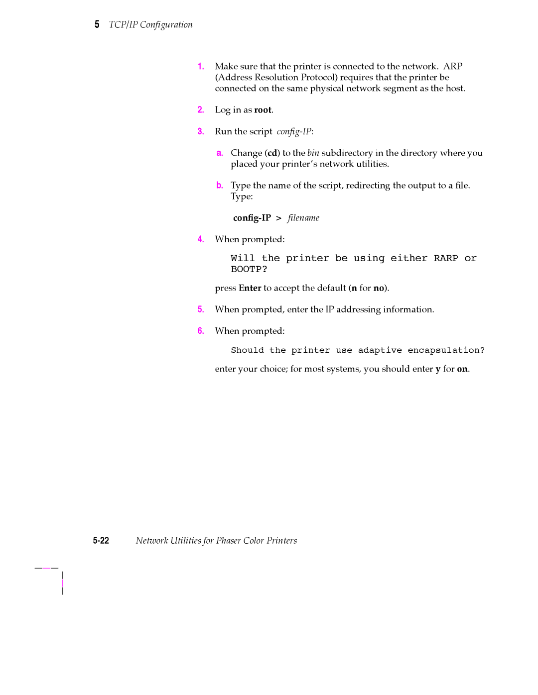 Tektronix 200 Series user manual ConÞg-IP filename, 22Network Utilities for Phaser Color Printers 