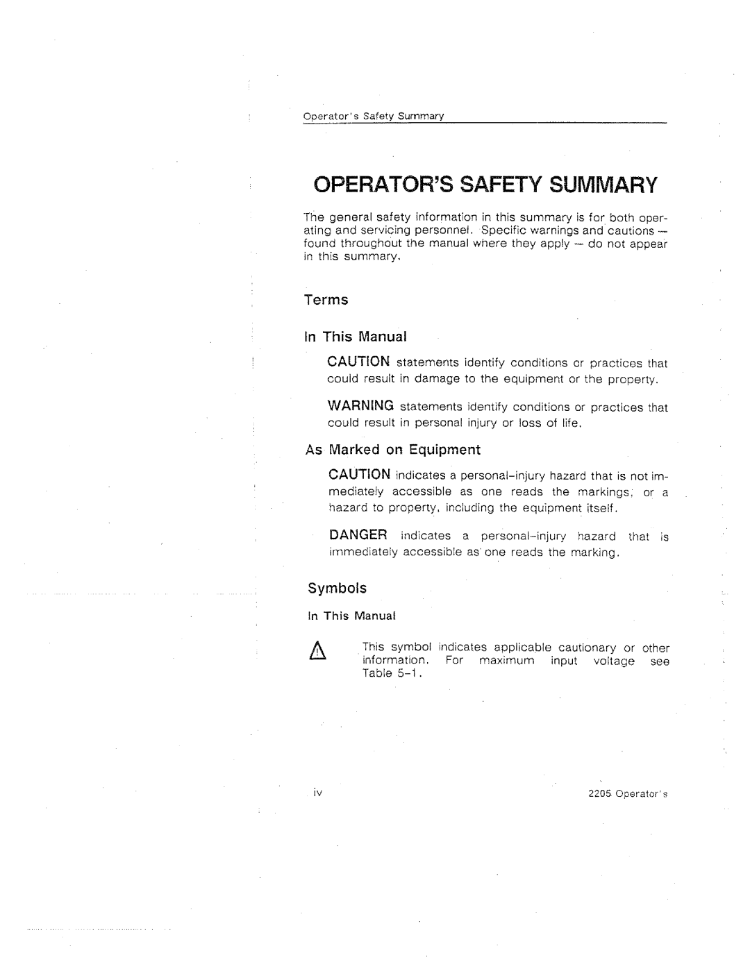 Tektronix 2205 manual 