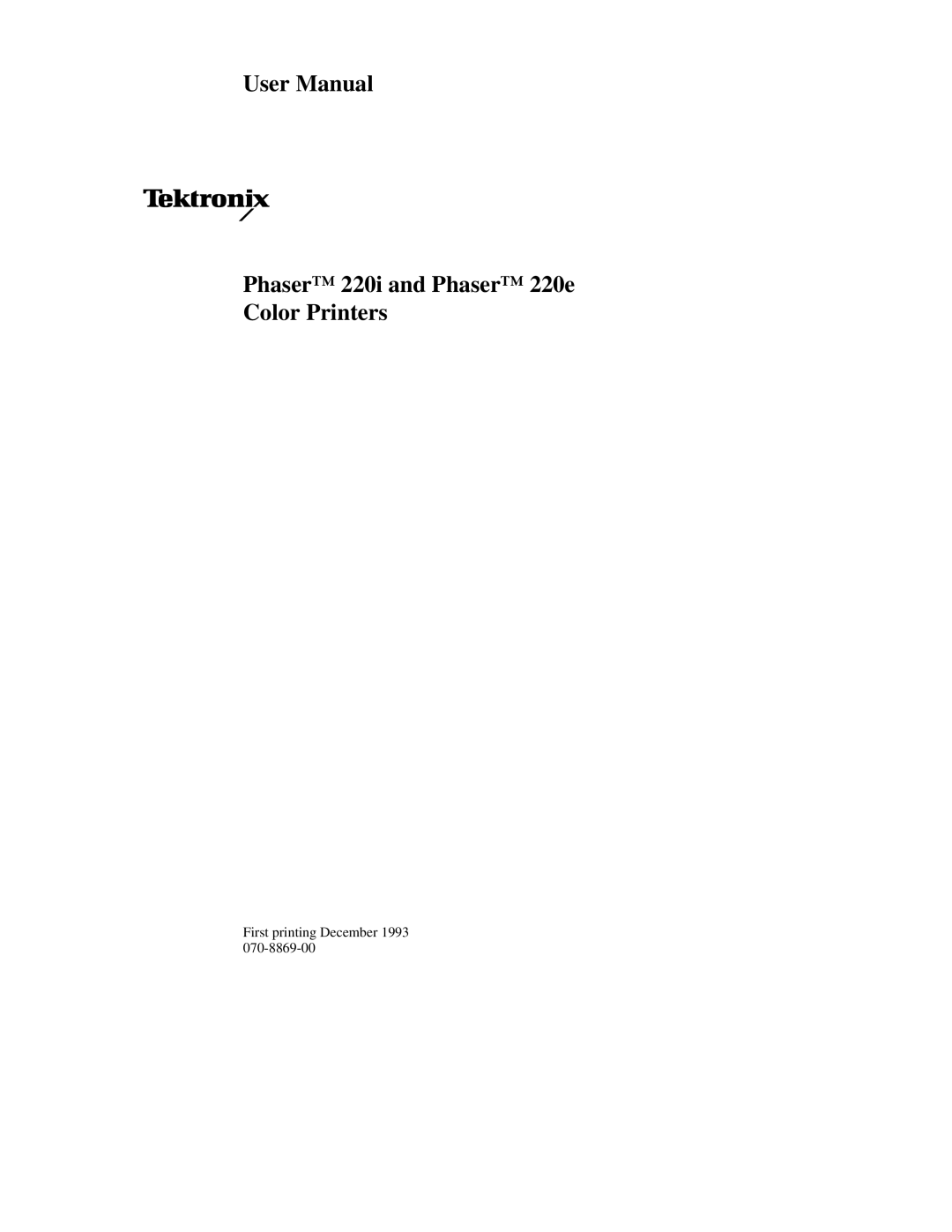 Tektronix user manual Phaser 220i and Phaser 220e Color Printers 