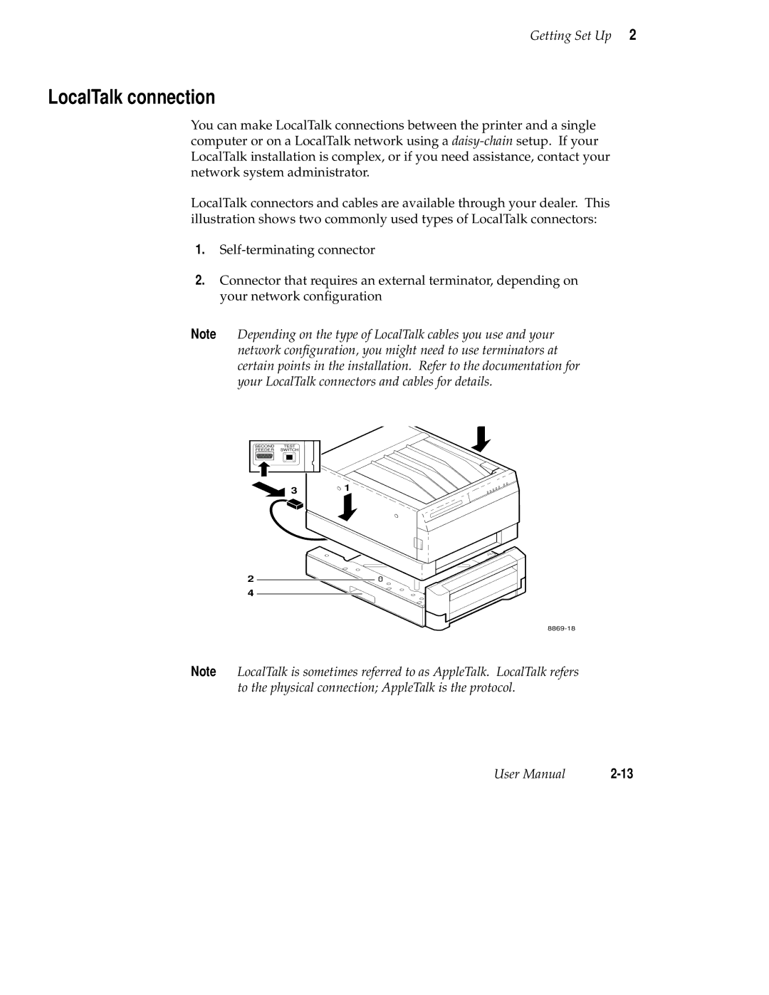 Tektronix 220e, 220i user manual LocalTalk connection 