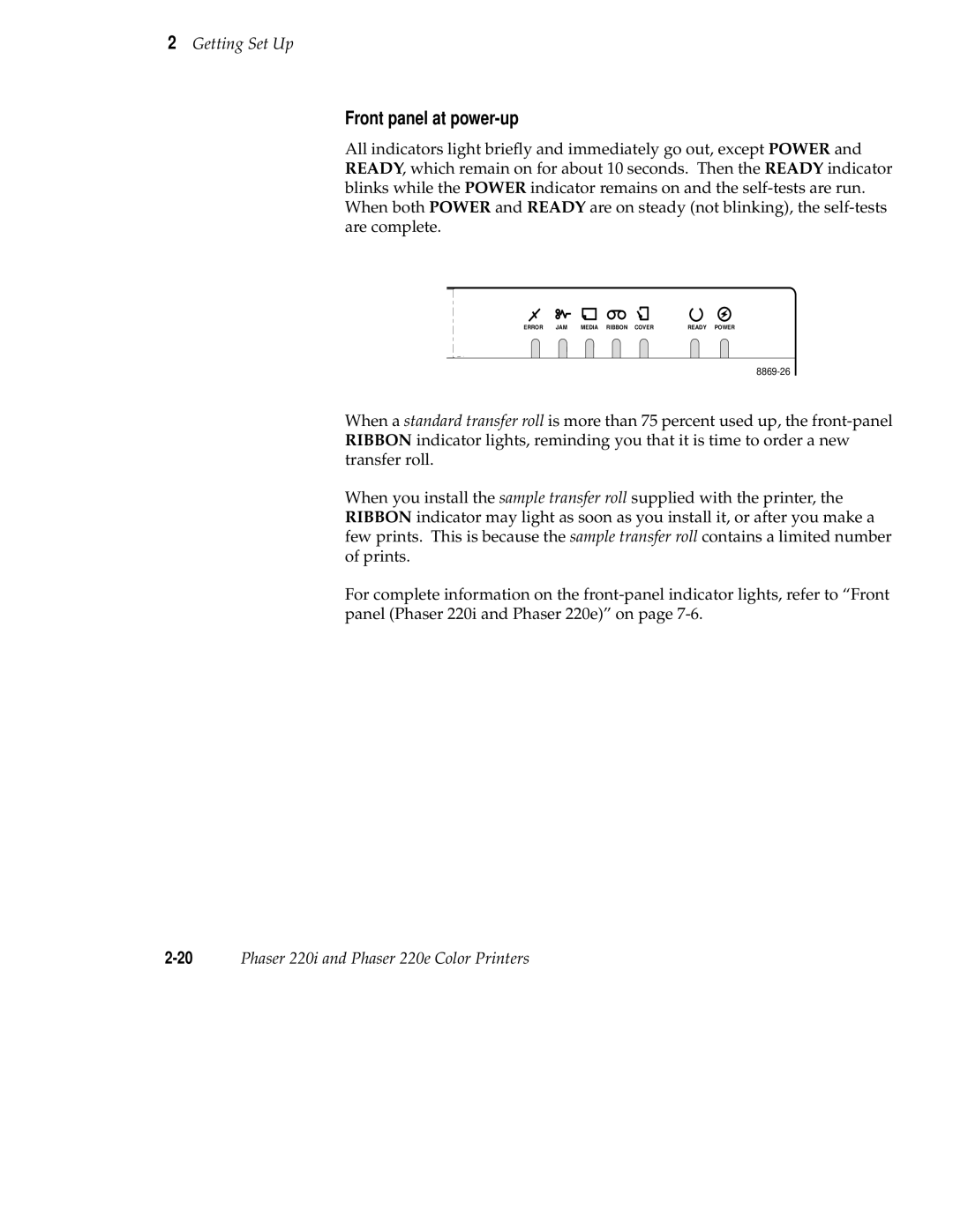 Tektronix 220i, 220e user manual Front panel at power-up 