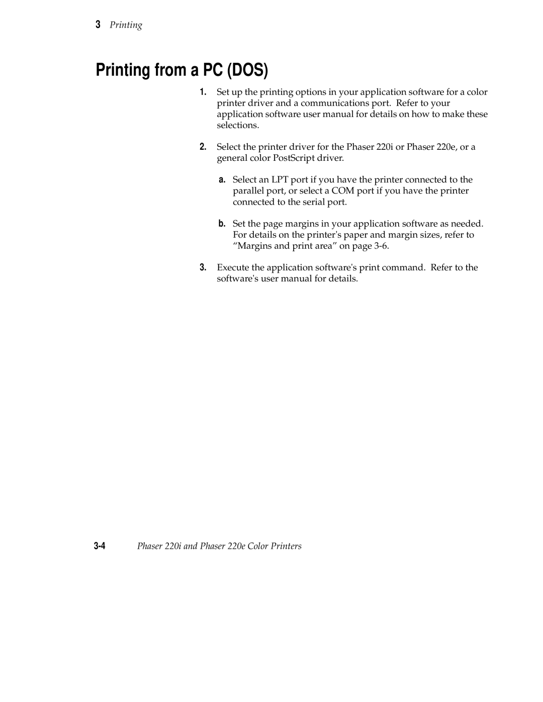 Tektronix 220i, 220e user manual Printing from a PC DOS 