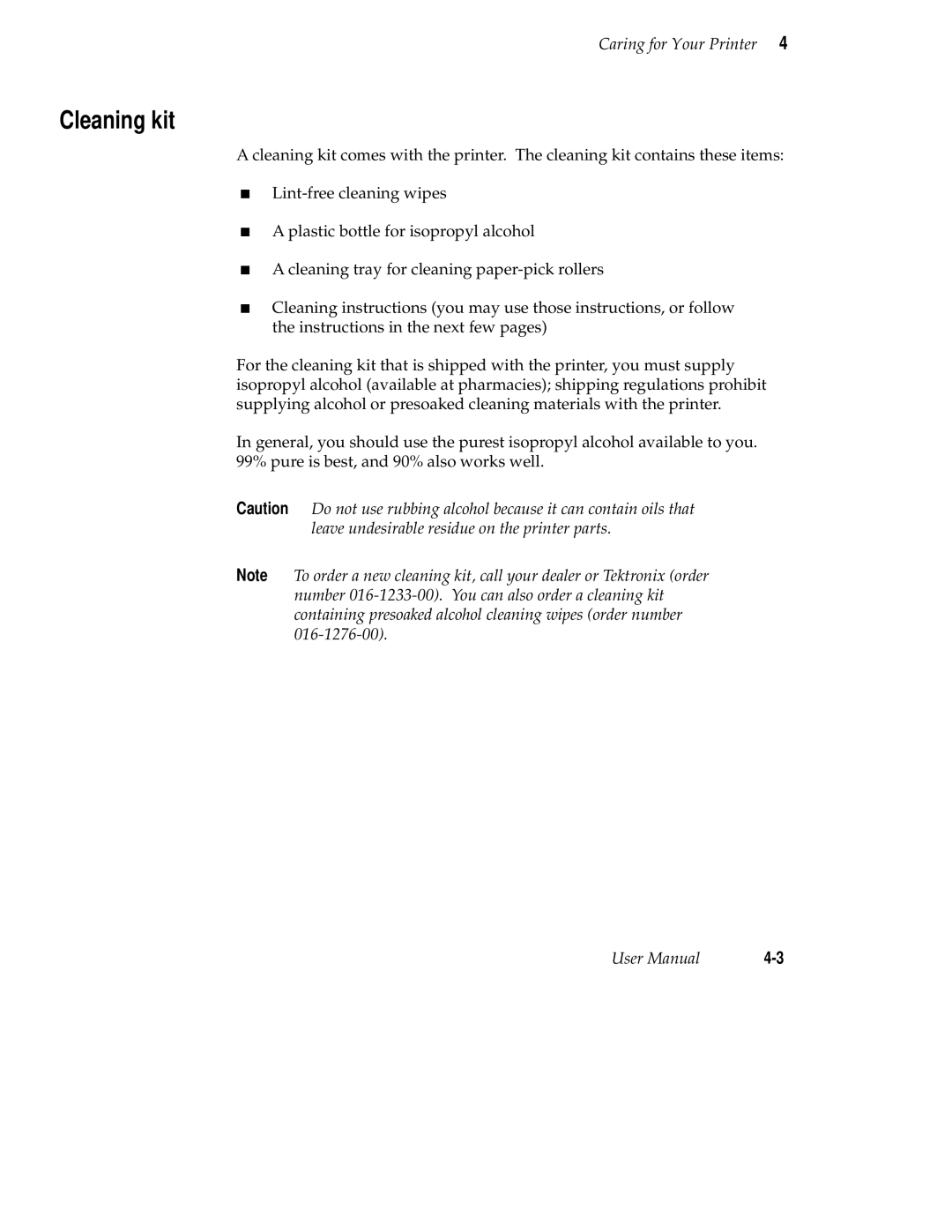 Tektronix 220e, 220i user manual Cleaning kit 