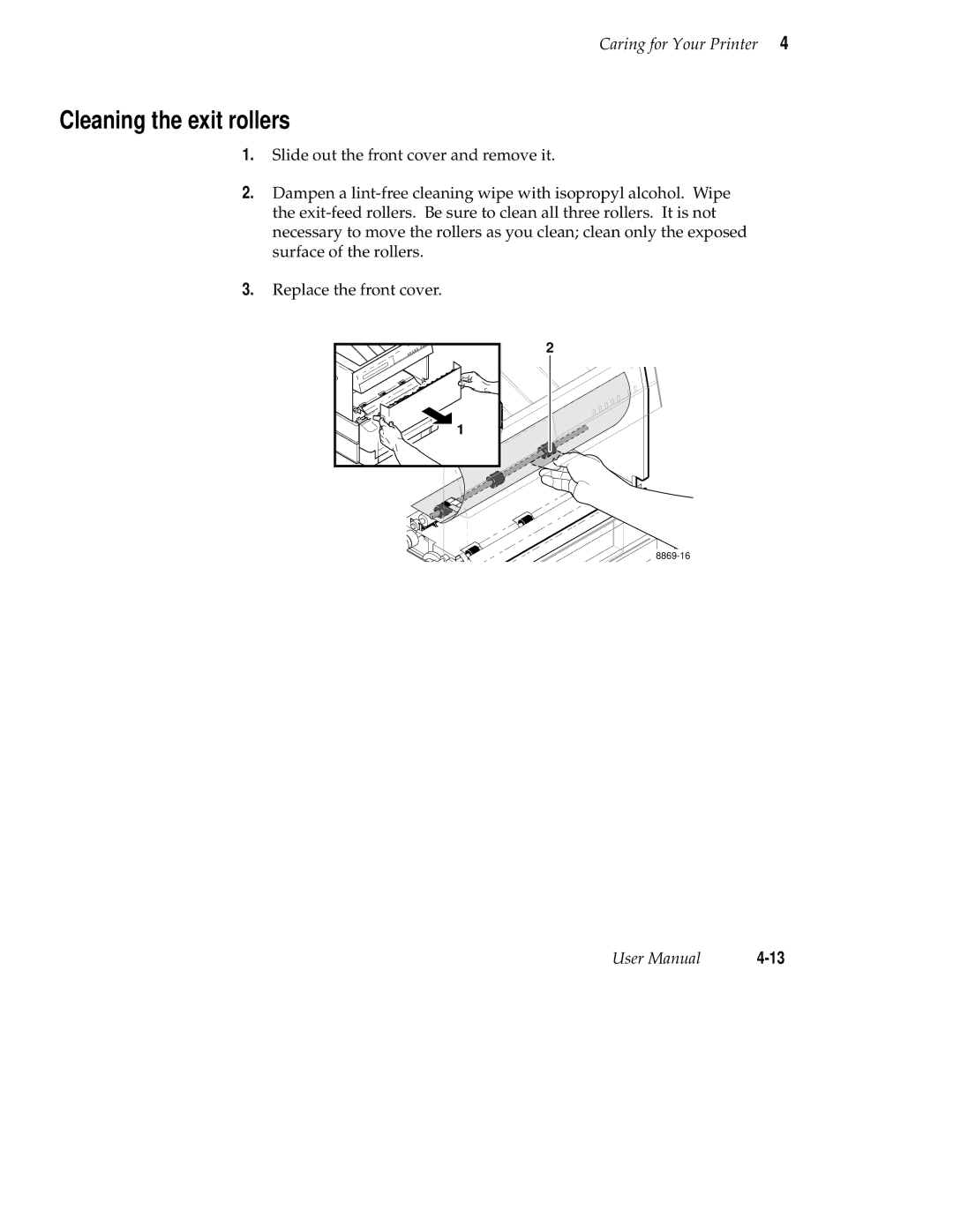 Tektronix 220e, 220i user manual Cleaning the exit rollers 