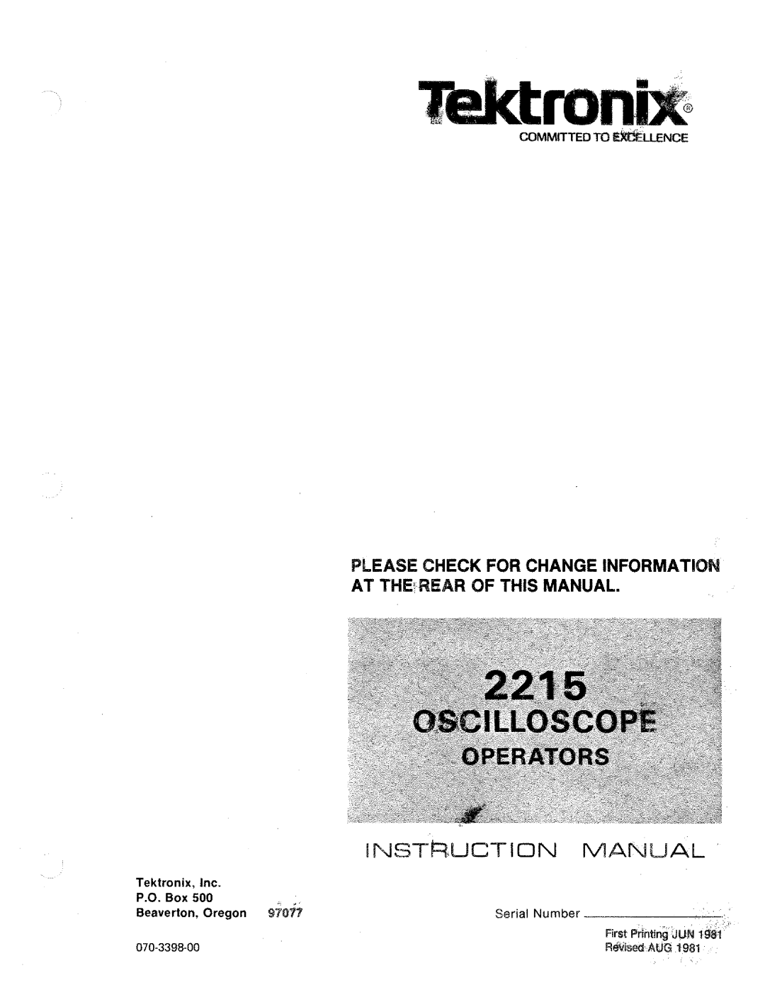 Tektronix 2215 manual 