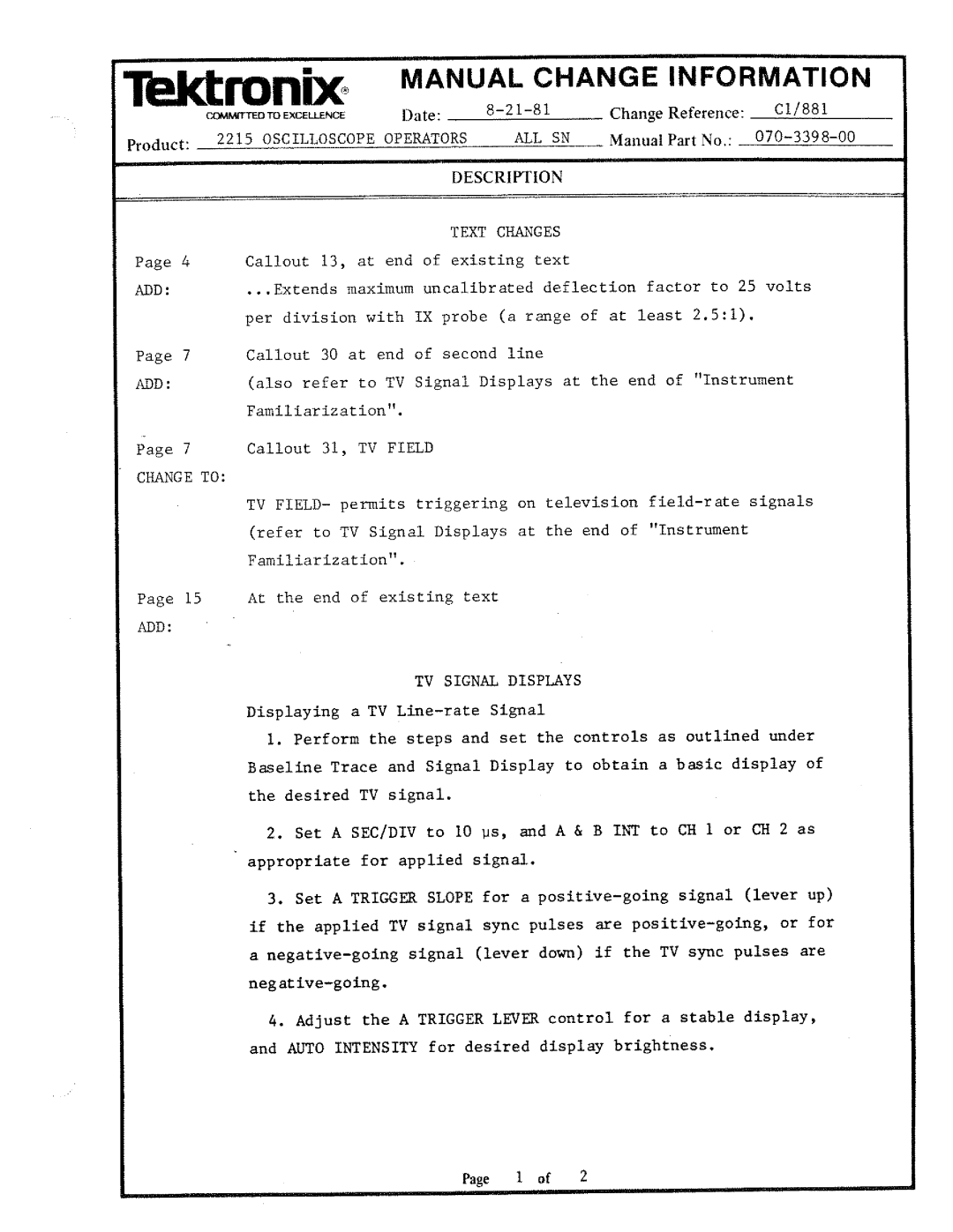 Tektronix 2215 manual 