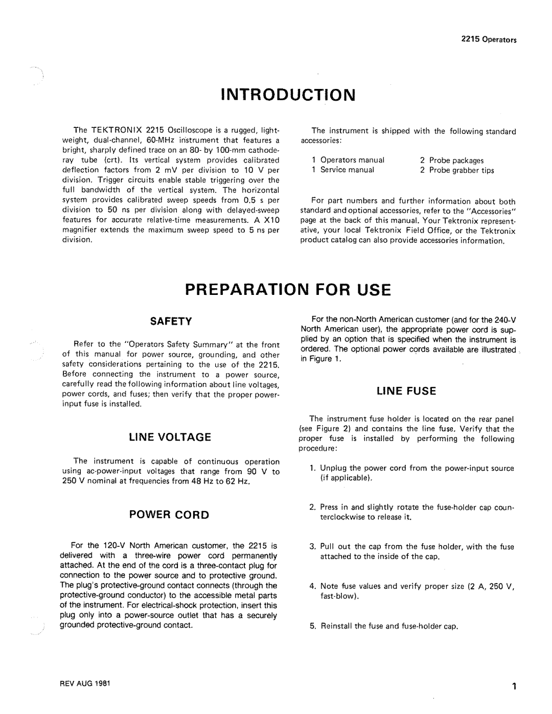 Tektronix 2215 manual 