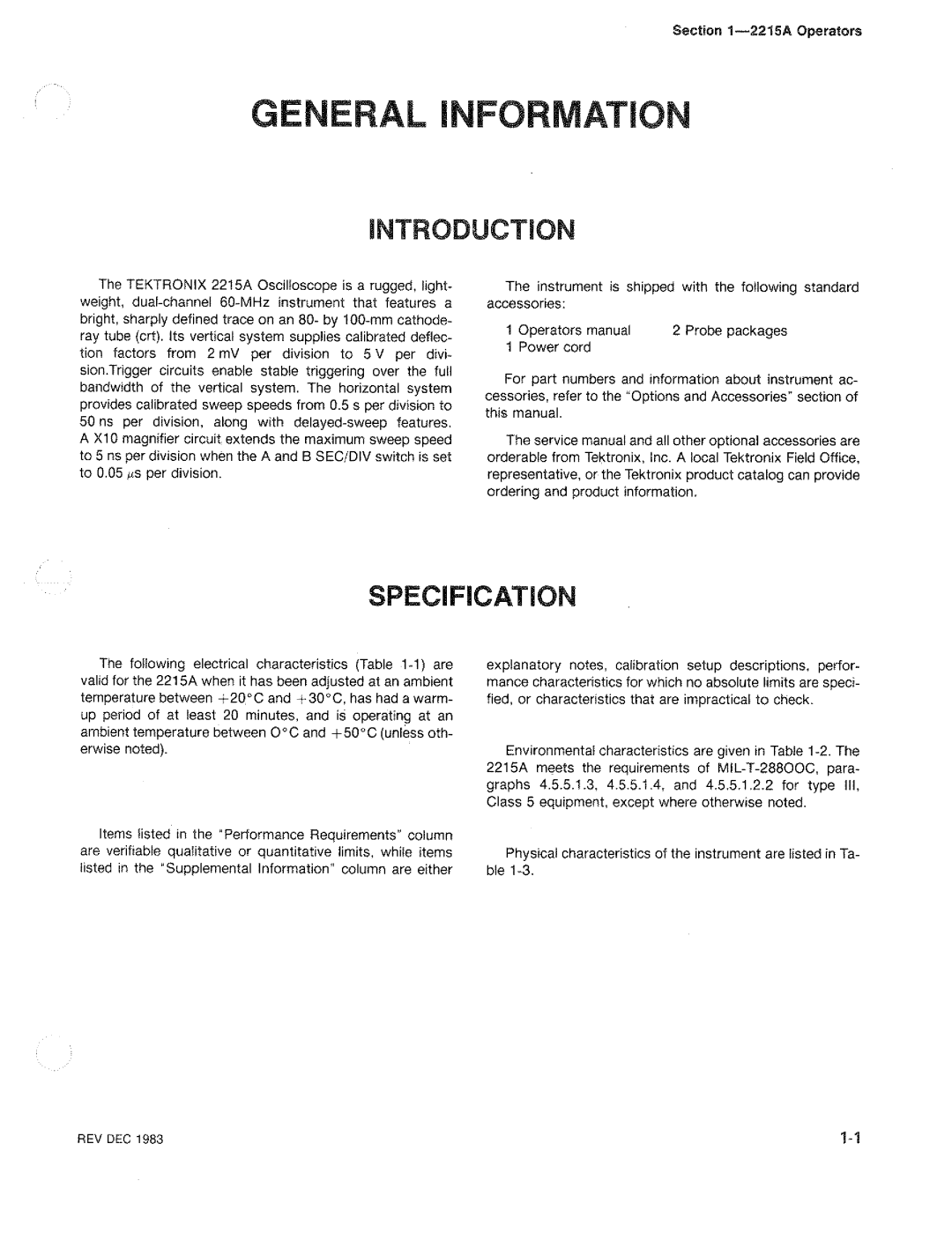 Tektronix 2215A manual 