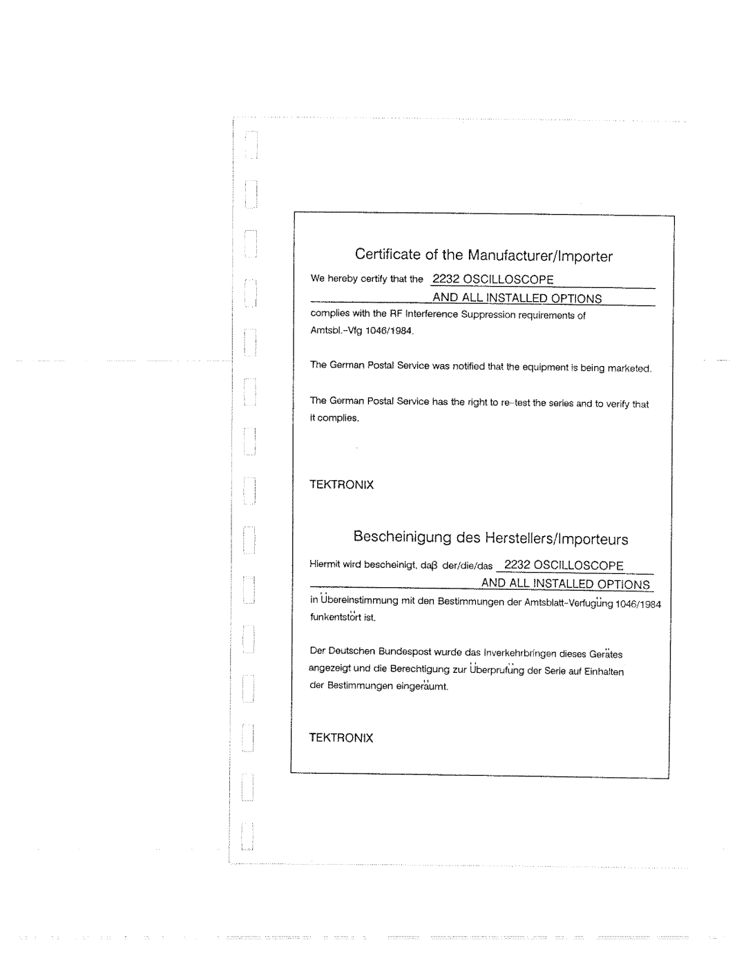 Tektronix 2232 manual 