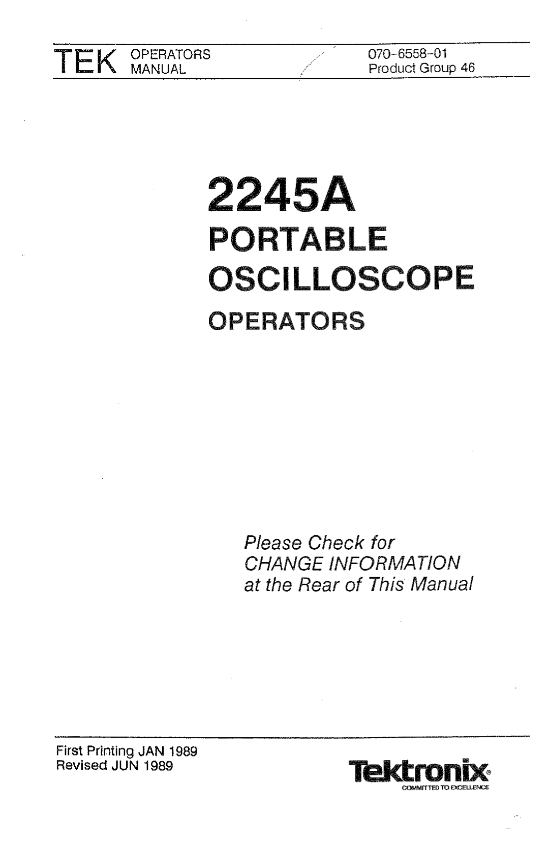 Tektronix 2245A manual 