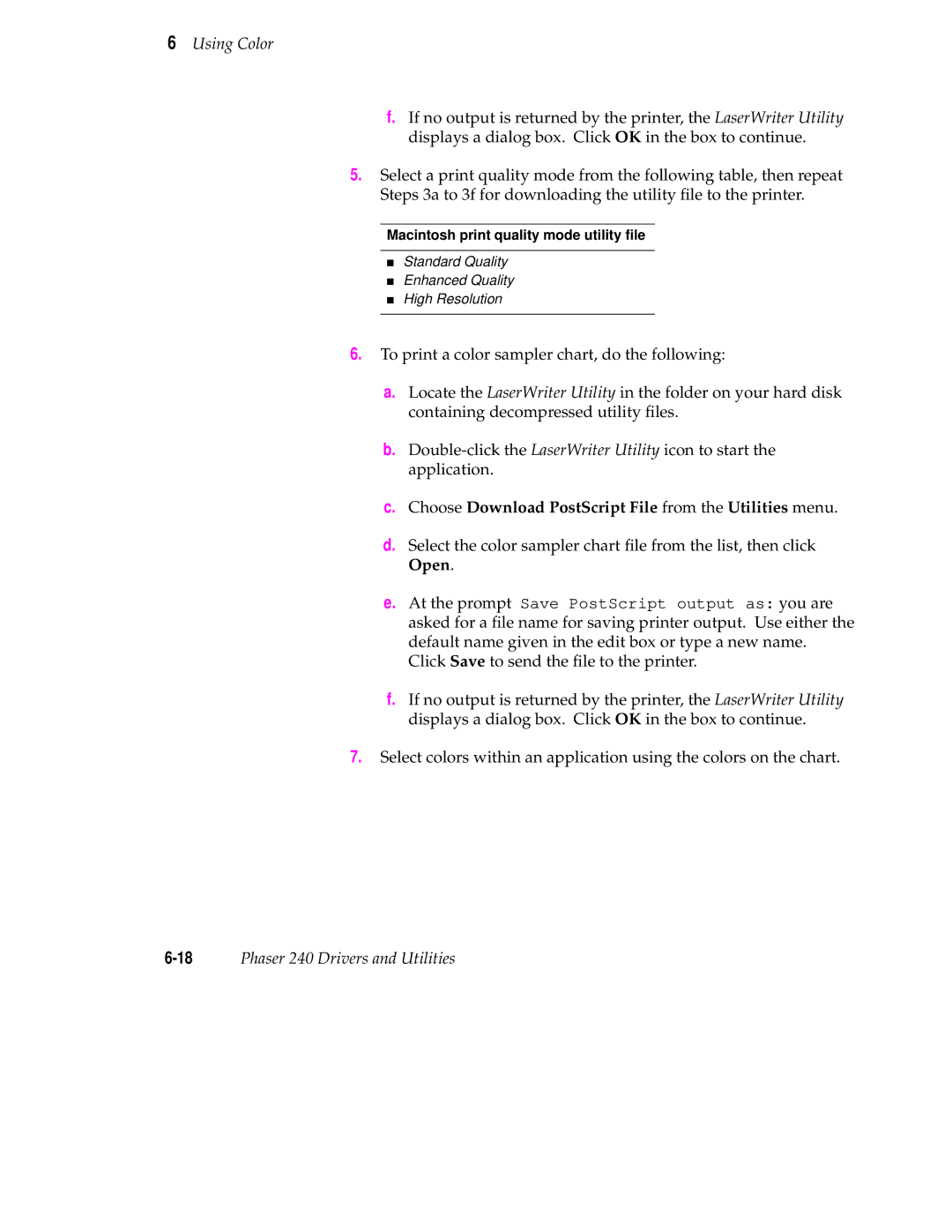 Tektronix user manual 18Phaser 240 Drivers and Utilities 