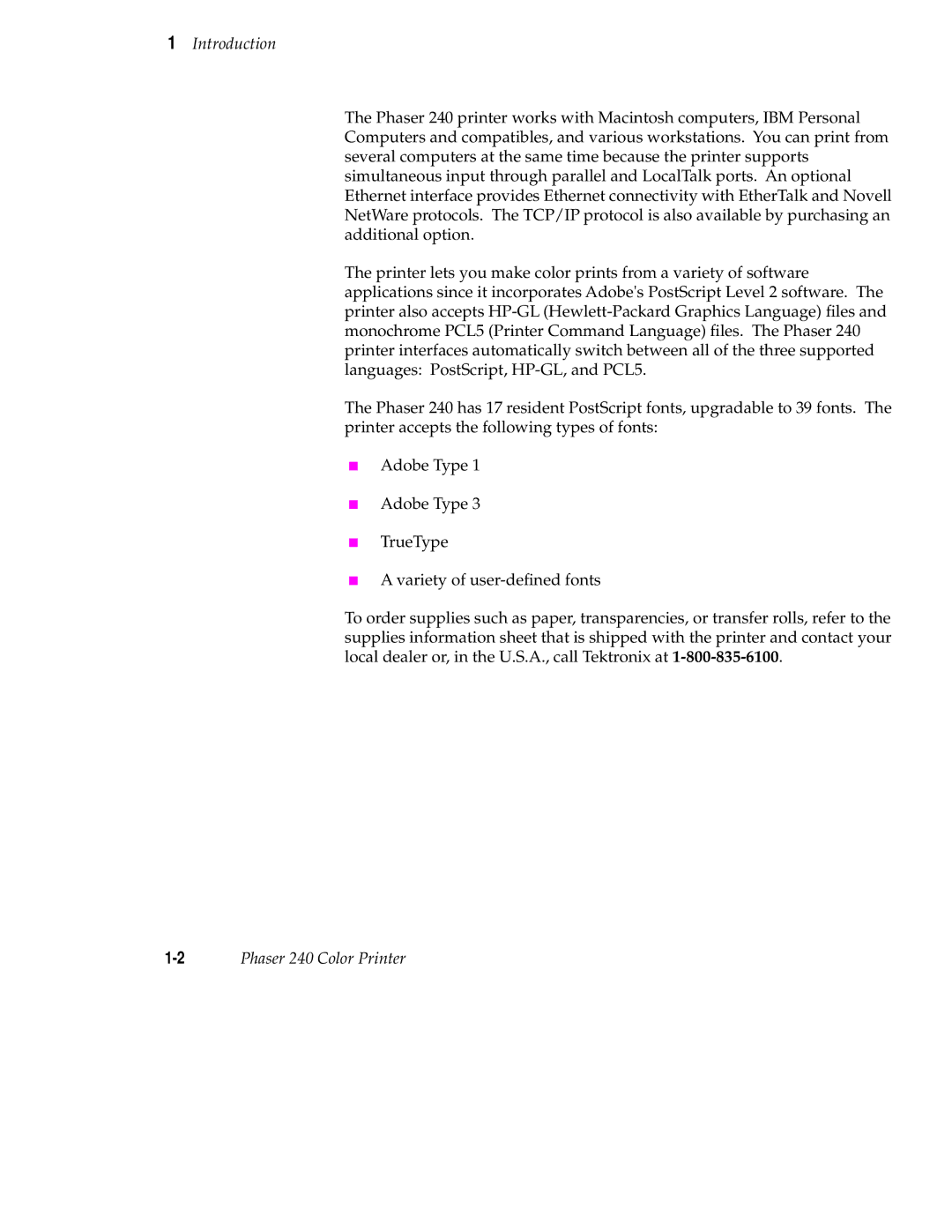 Tektronix 240 user manual Introduction 