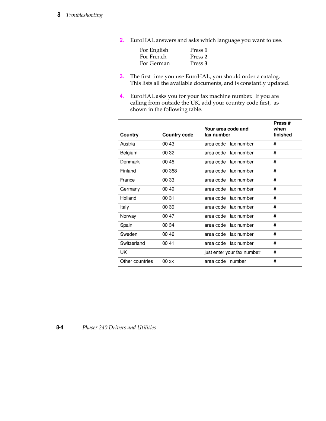 Tektronix 240 user manual Press # 