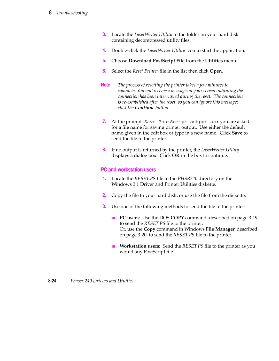 Tektronix 240 user manual PC and workstation users 