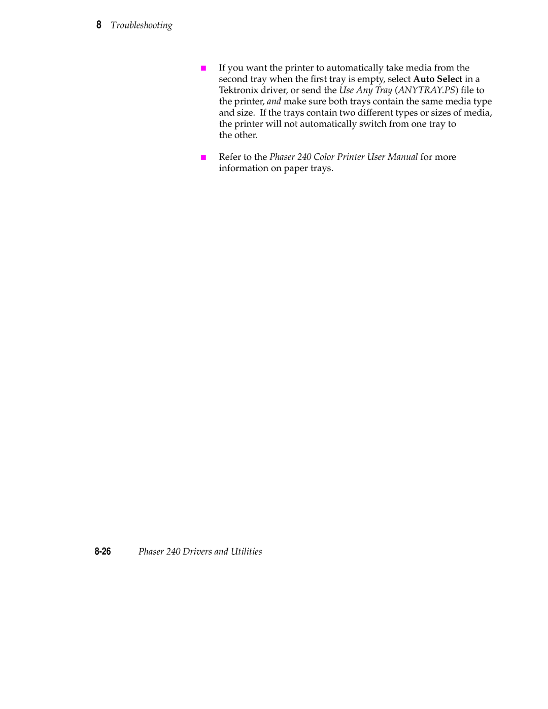 Tektronix user manual 26Phaser 240 Drivers and Utilities 