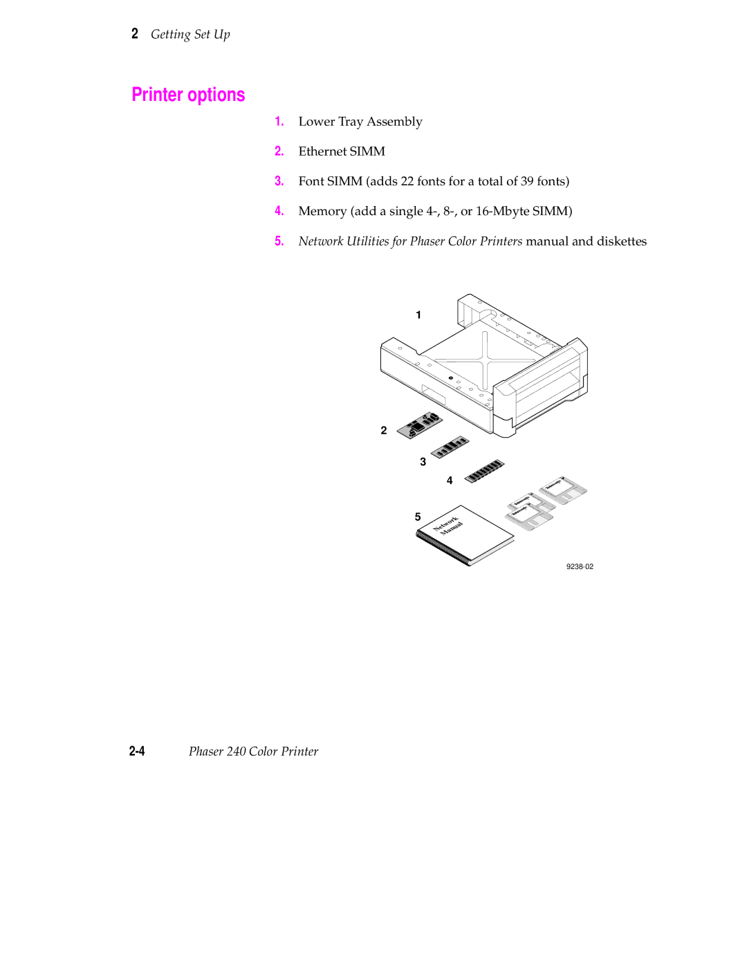 Tektronix 240 user manual Printer options 