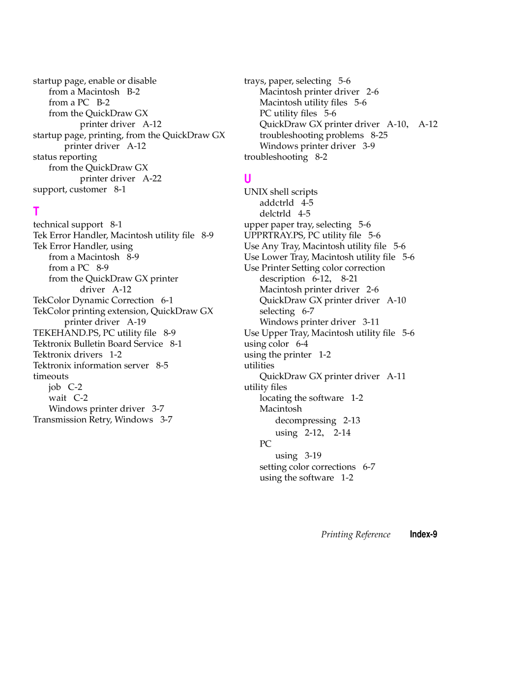 Tektronix 240 user manual Index-9 