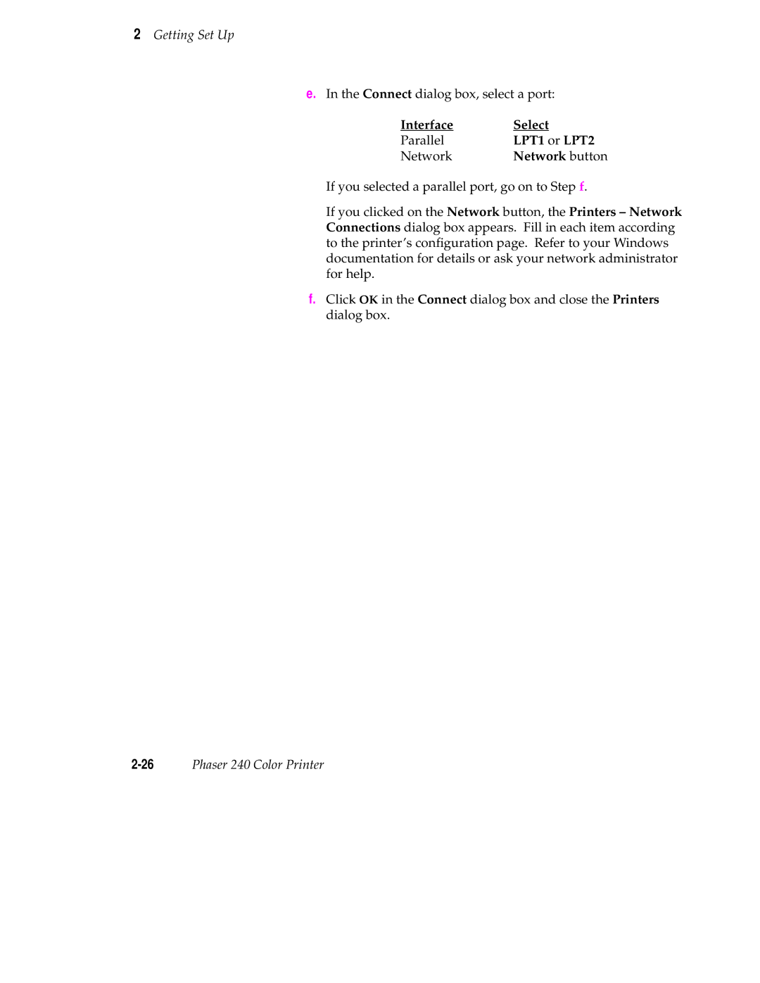 Tektronix 240 user manual Interface Select, LPT1 or LPT2, Network button 