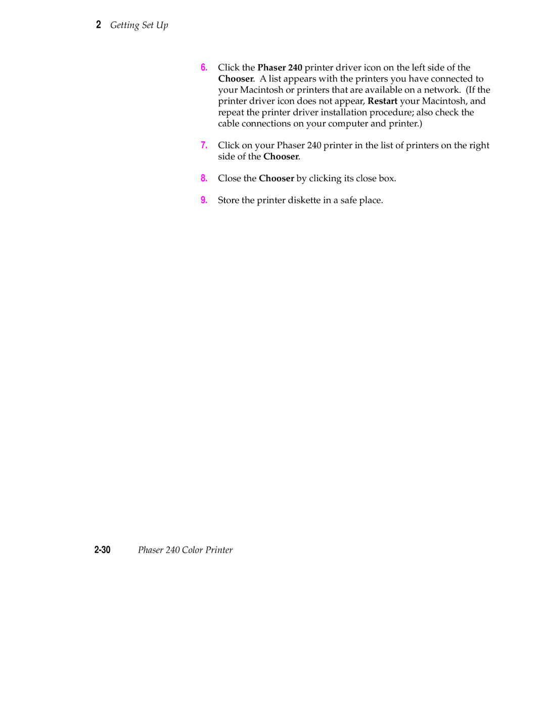 Tektronix user manual 30Phaser 240 Color Printer 