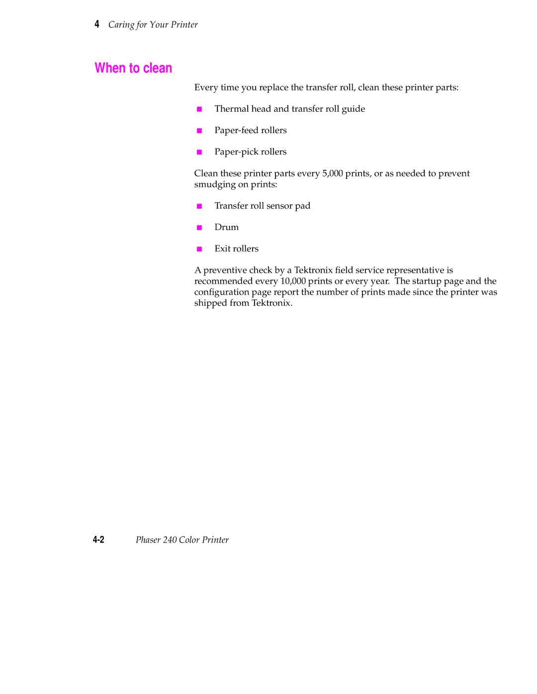 Tektronix 240 user manual When to clean 