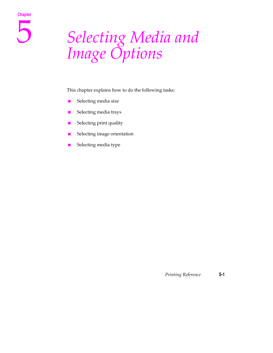 Tektronix 240 user manual Selecting Media Image Options 