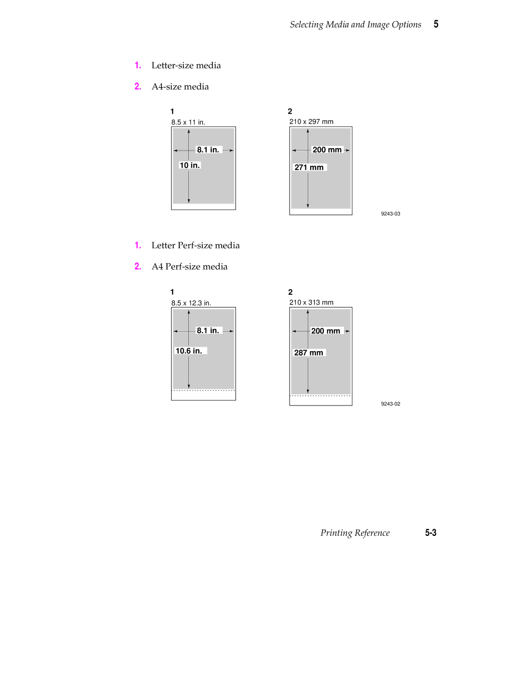 Tektronix 240 user manual Letter-size media A4-size media 