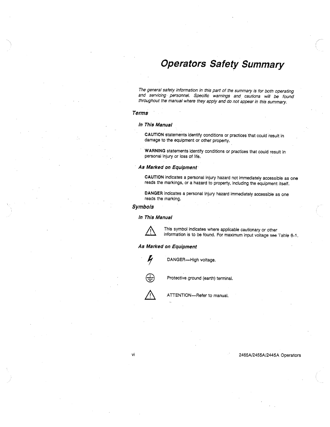 Tektronix 2455A, 2445A, 2465A manual 