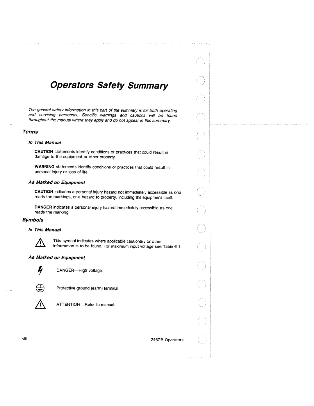 Tektronix 2467B manual 