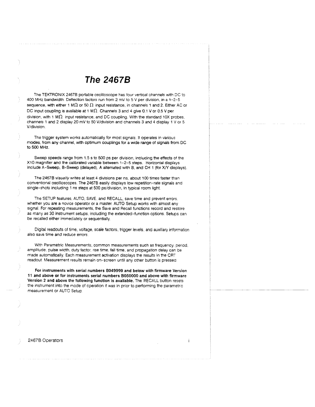 Tektronix 2467B manual 