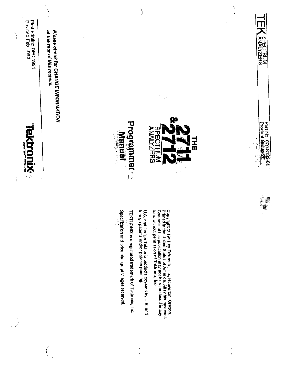 Tektronix 2711, 2712 manual 