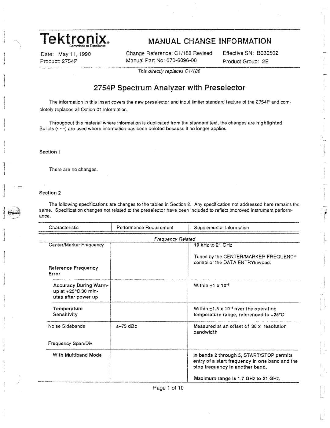 Tektronix 2754P manual 