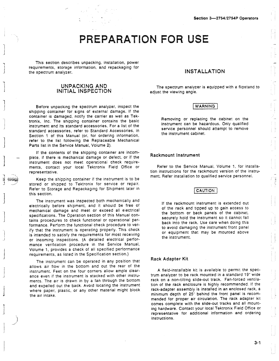 Tektronix 2754P manual 