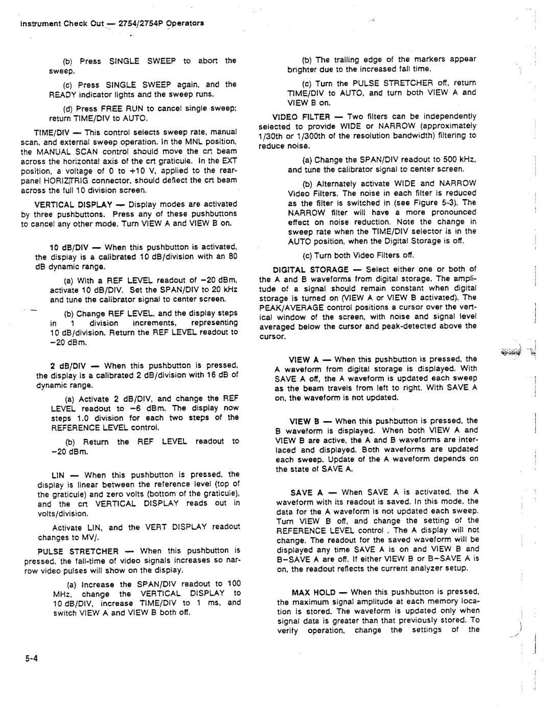 Tektronix 2754P manual 