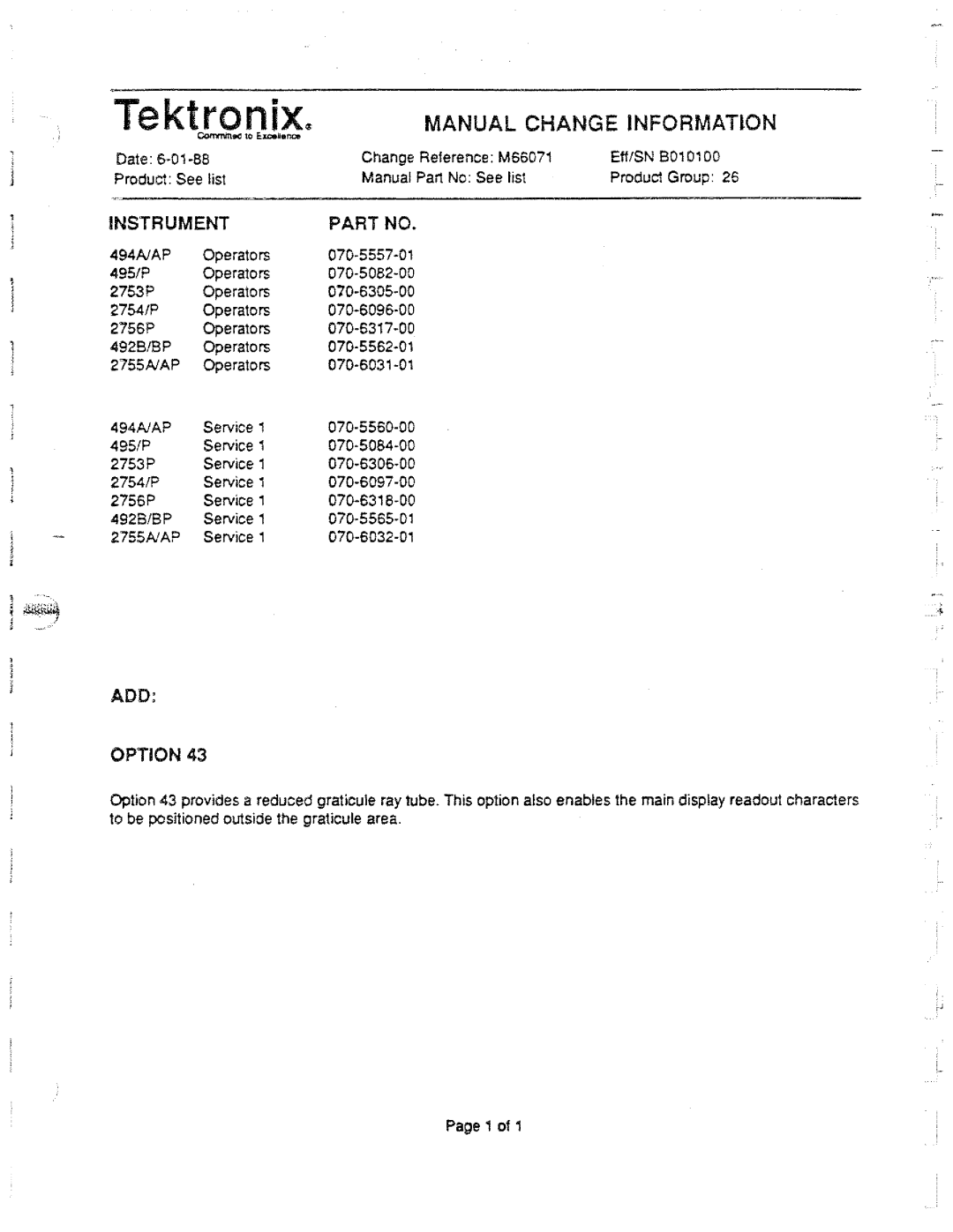 Tektronix 2754P manual 