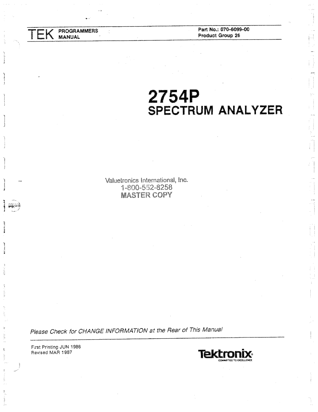 Tektronix 2754P manual 