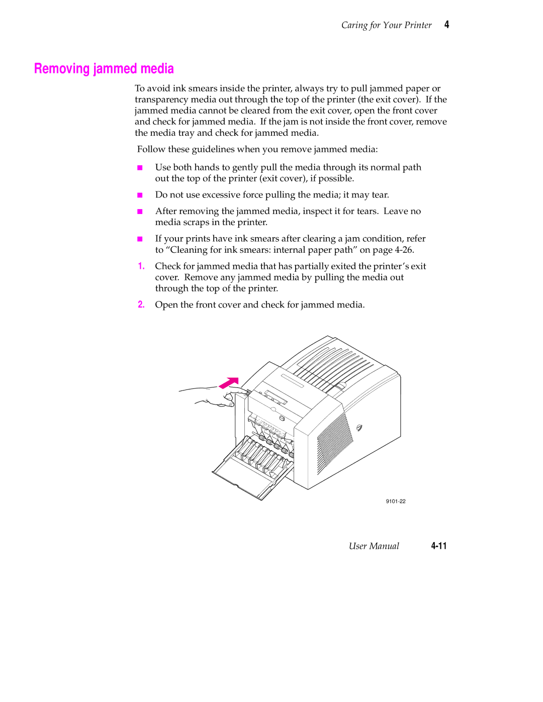 Tektronix 340 manual Removing jammed media 