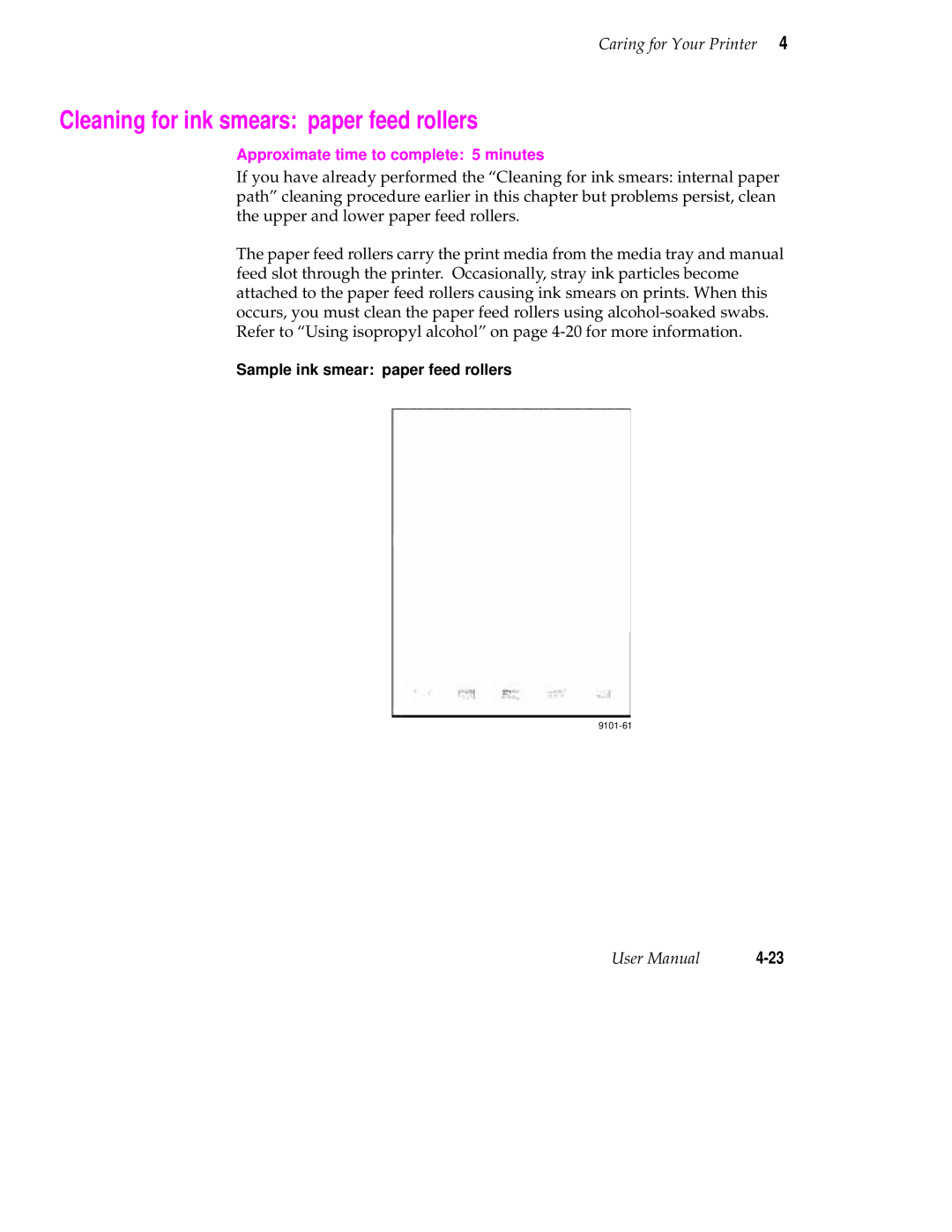 Tektronix 340 manual Cleaning for ink smears paper feed rollers 